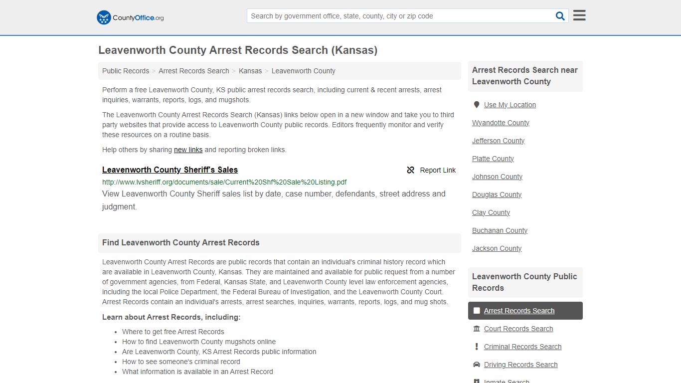 Leavenworth County Arrest Records Search (Kansas) - County Office